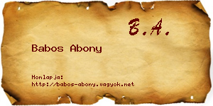 Babos Abony névjegykártya
